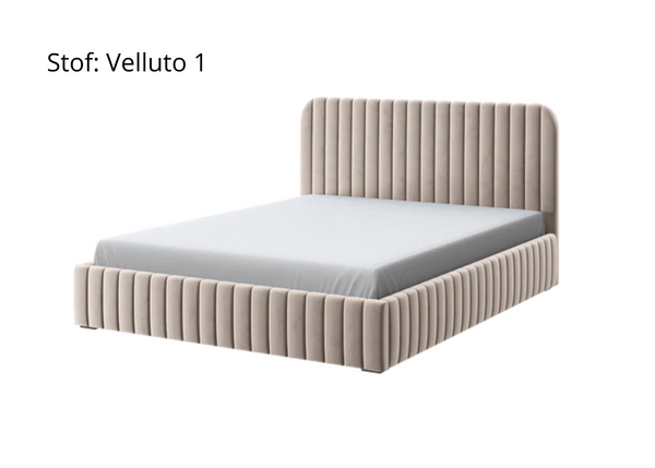 Messina sengeramme med opbevaring, 180 / 200 cm, simpel design, plads til sengetøj, med gavlen, metal ramme med gasfjedre, dobbelt seng.