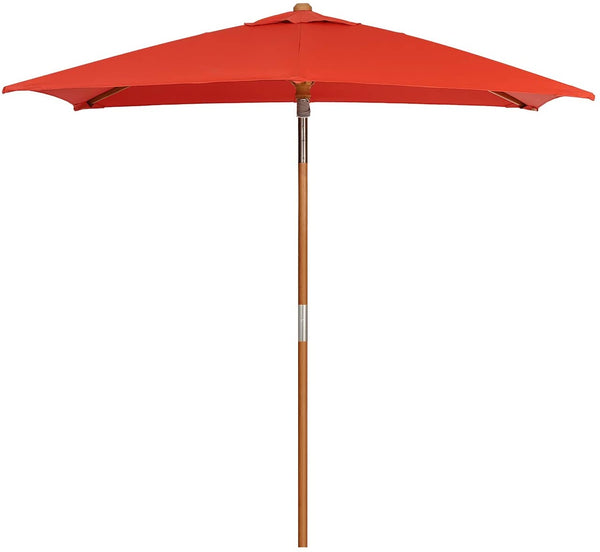 Rektangulært parasol i rød farve, 200*150cm, med træ stang, uden fod