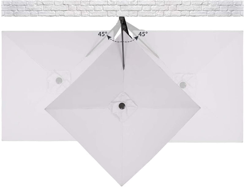 Rektangulært parasol i lysegrå farve, til væg montering, 190*190cm