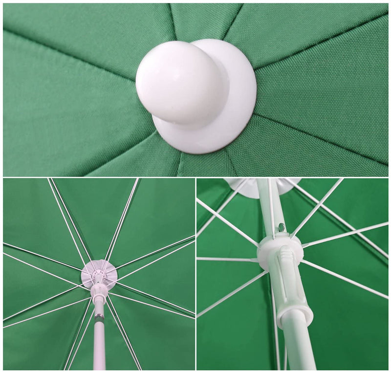 Strand parasol i grøn farve, Ø 1.6m, med tilt funktion,  uden fod