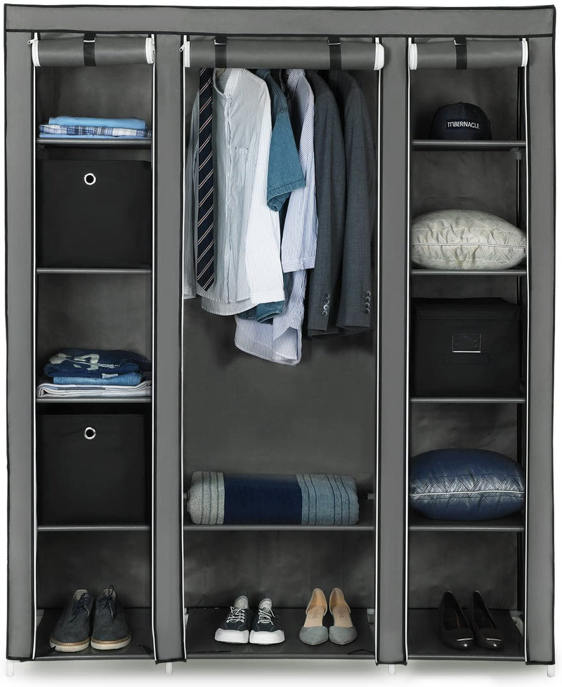 garderobe i stof i grå farve – 150 cm bred