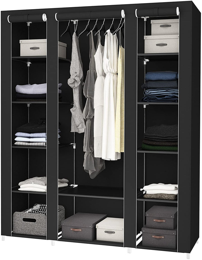 Garderobe i stof i sort farve – B150 cm