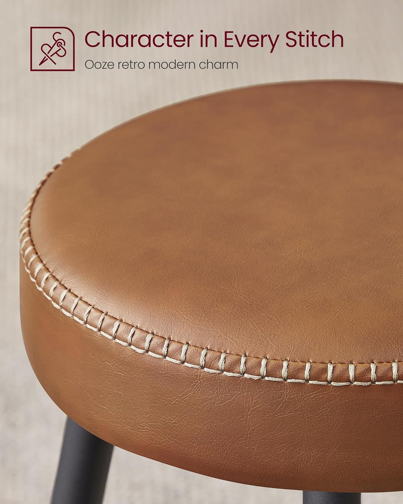 Høj barstol i brun kunstlæder - 2 stk.
