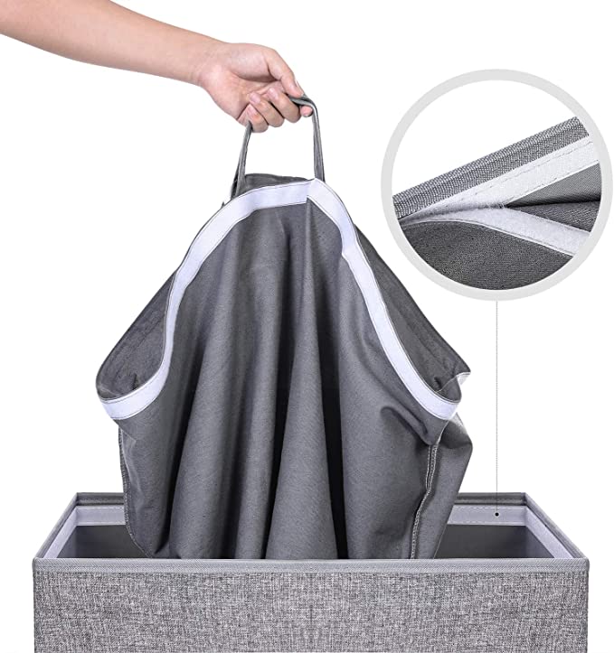 Vasketøjskurv i grå farve, dobbelt